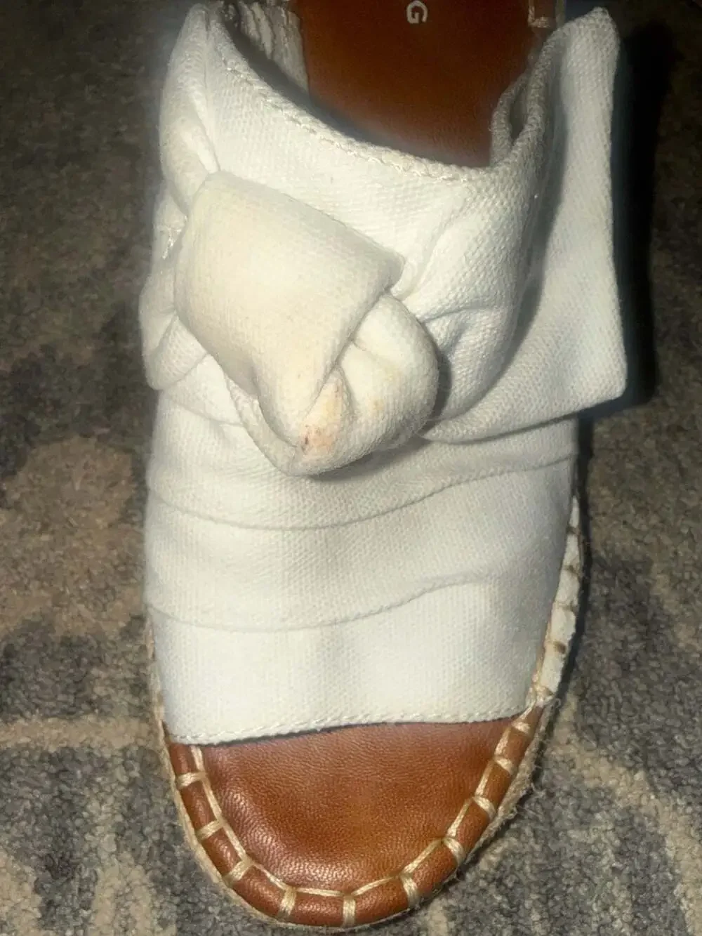London Fog Collection White Canvas Knot Espadrille Wedge Sandals